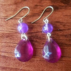 Dress Barn Stunning Amethyst Gold Dangly Earrings